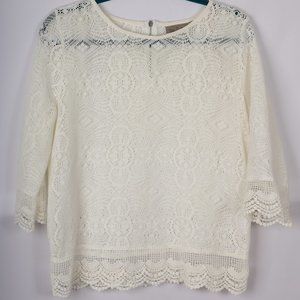 Dantelle – White laced Shirt w/ Brass zipper